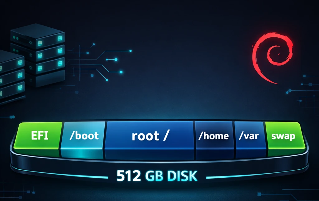 بهترین پارتیشن‌بندی هارد برای نصب Debian در لپ‌تاپ برنامه‌نویس‌ها